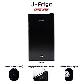 U-Frigo 90 LT Limited Edition 12/24V Kompresörlü Buzdolabı Temperli Cam Kapak SİYAH